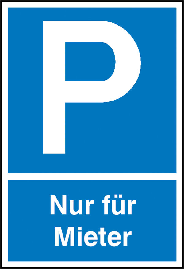 Parkplatzschild Symbol: P, Text: Nur fr Mieter