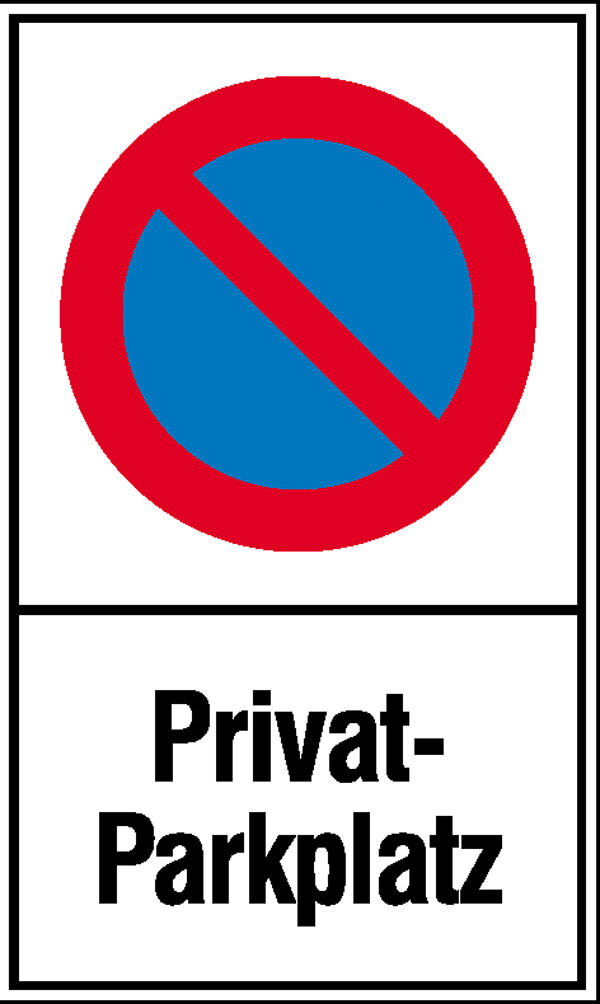 Haltverbotsschild Symbol: Eingeschrnktes Haltverbot, Text: Privat-Parkplatz