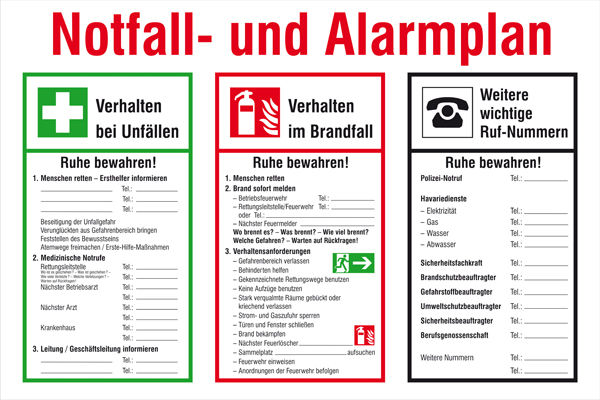 Aushang - Brandschutz »Notfall- und Alarmplan«