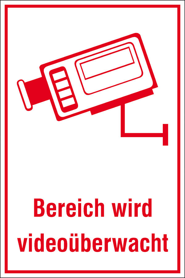 Video Infozeichen Bereich wird videoberwacht