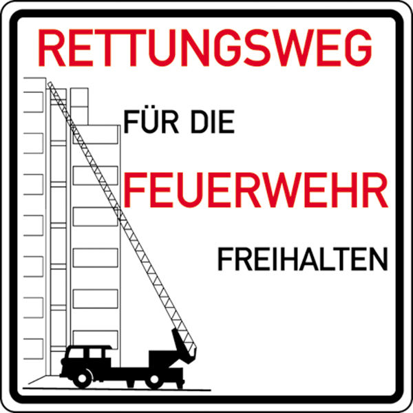 Hinweisschild für die Feuerwehr »Rettungswege für die Feuerwehr freihalten«