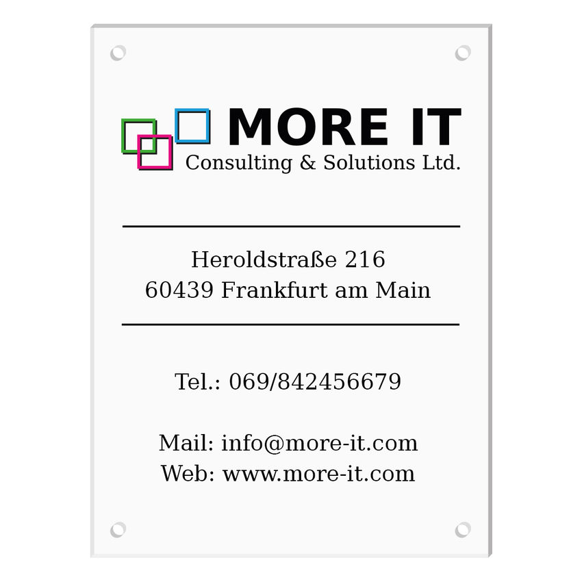 Schild aus Acrylglas - bedruckt - Gre 300 x 400 mm [gro]
