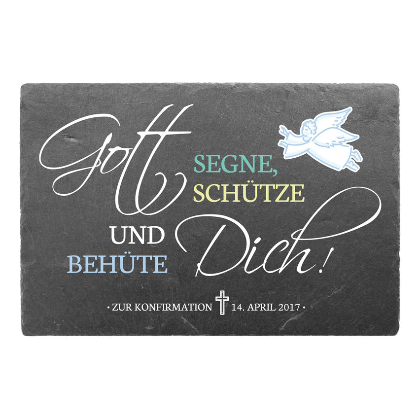 Geschenkidee für die Konfirmation oder Kommunion aus Schiefer 300 x 200 mm