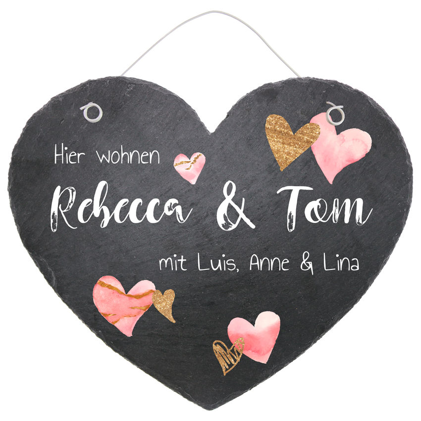 Schieferherz Trschild in der Gre 24 cm Design Hearts
