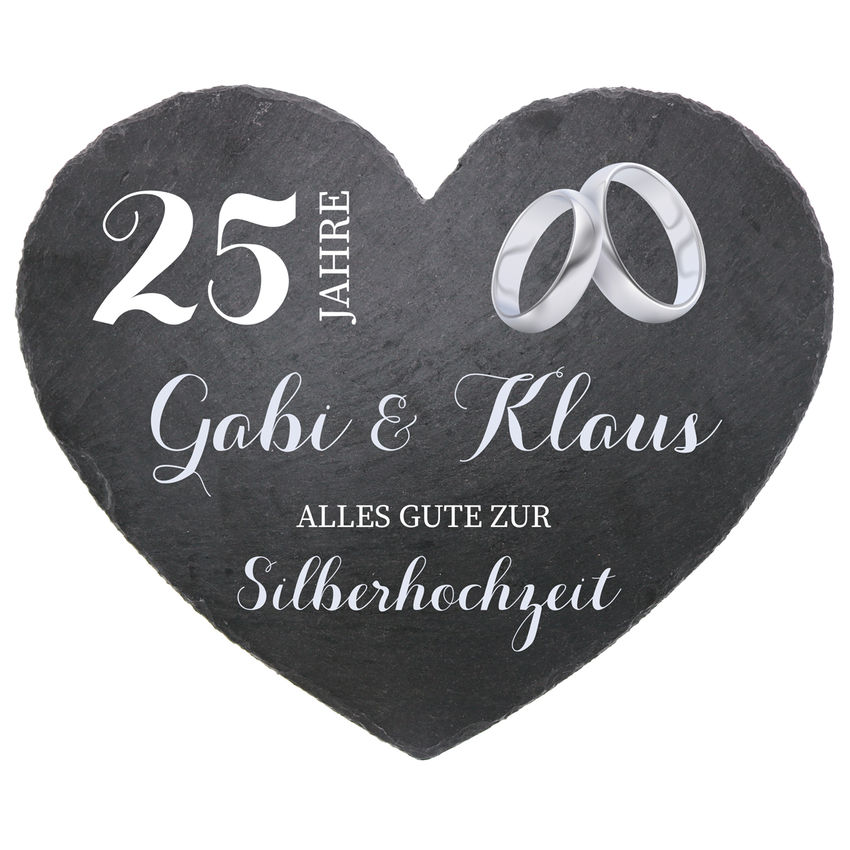 Herz aus Schiefer in der Gre 24 cm Silberhochzeit