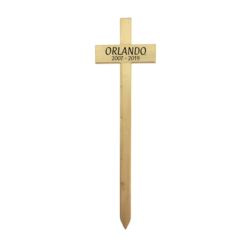 Holzkreuz Grabmal fr das Haustier mit Name Variante 2