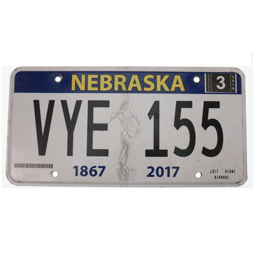 US Kennzeichen Nebraska 150 Jahre - original Nummernschild aus den USA