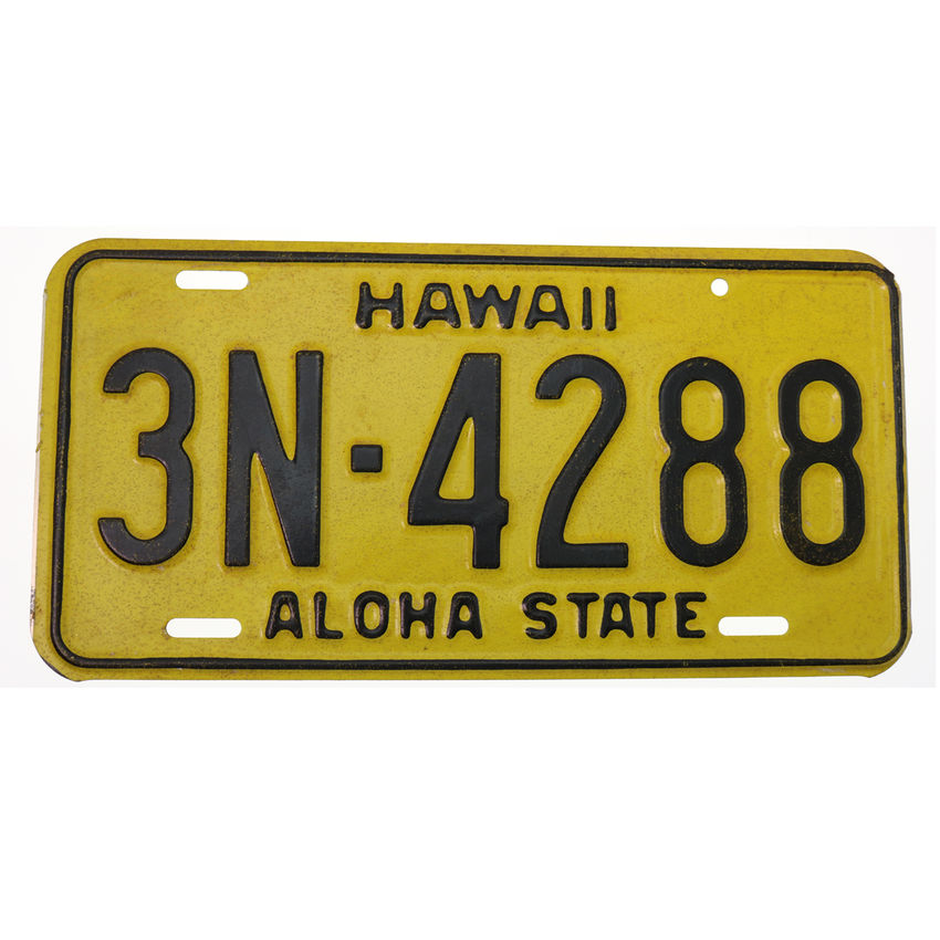 US Kennzeichen Hawaii - original altes gelbes Nummernschild aus den USA