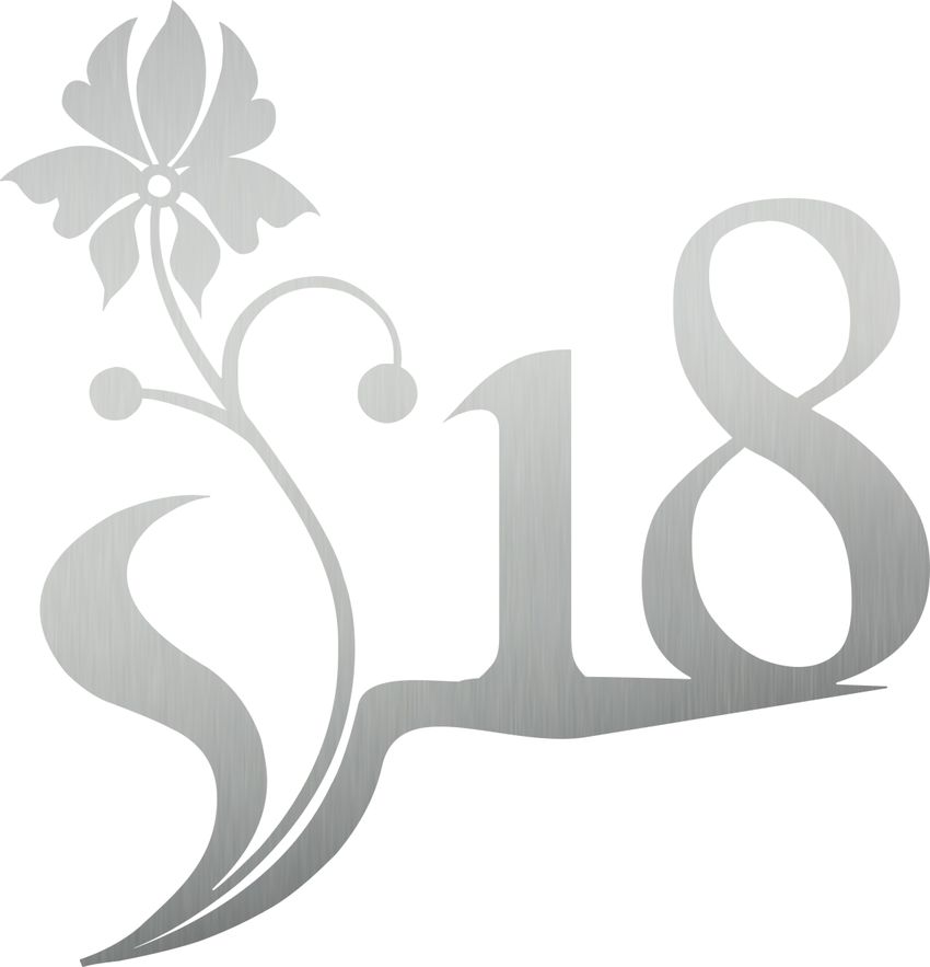 Elegante Edelstahlhausnummer - Design Blumenranke