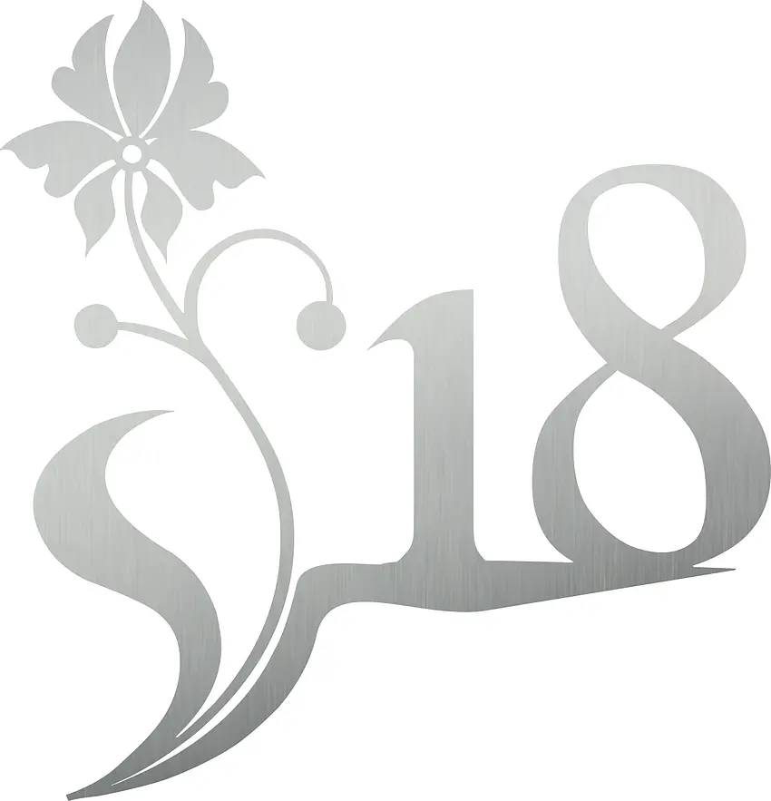 Elegante Edelstahlhausnummer - Design Blumenranke