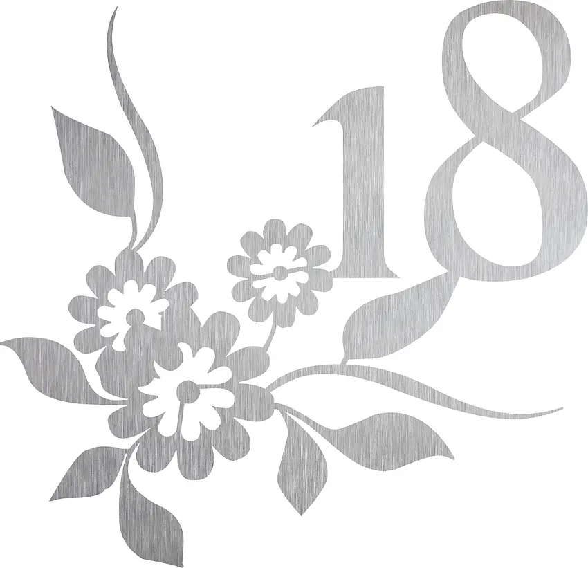 Elegante Edelstahlhausnummer - Design Blumenranke
