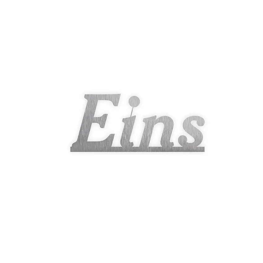 Edelstahl-Hausnummer als Zahlwort- Höhe 11 cm - bis 5 Buchstaben