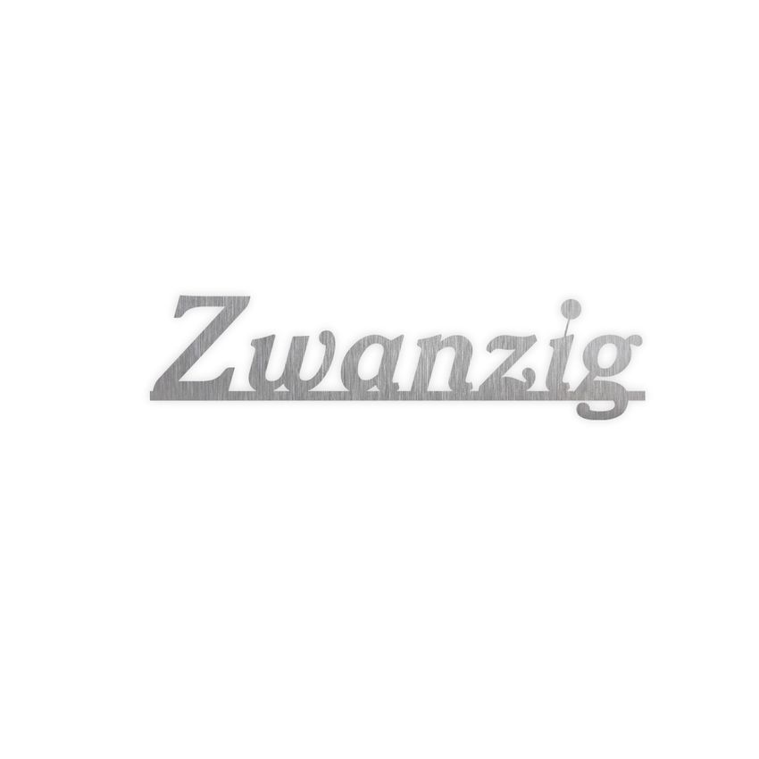 Edelstahl-Hausnummer als Zahlwort- Hhe 100mm - bis 10 Buchstaben