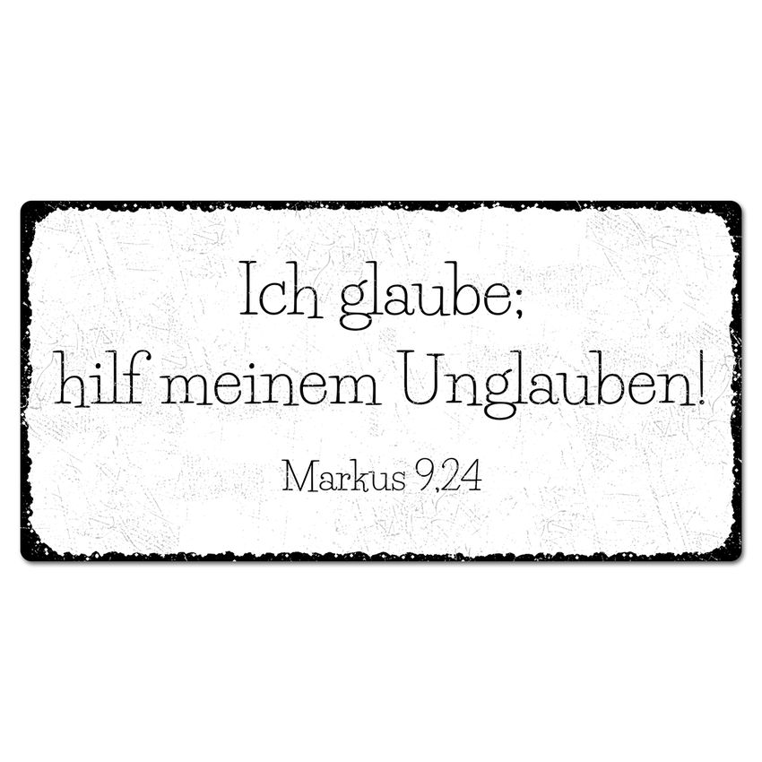 Jahreslosung 2020 Ich glaube; hilf meinem Unglauben Vintage Schild 200 x 100 mm small