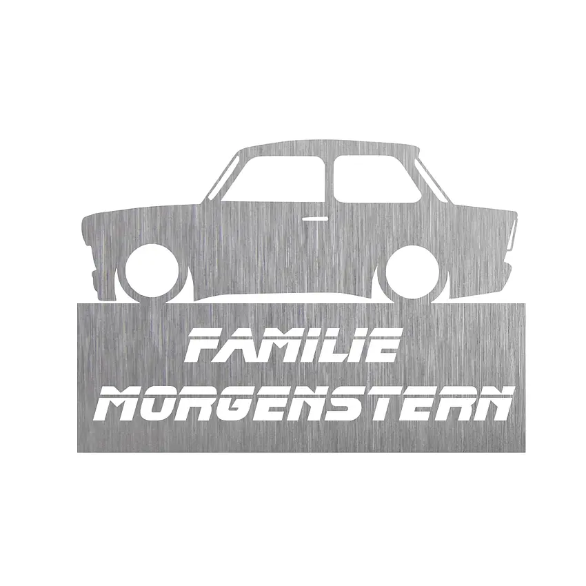 Edelstahltürschild - Design Trabant