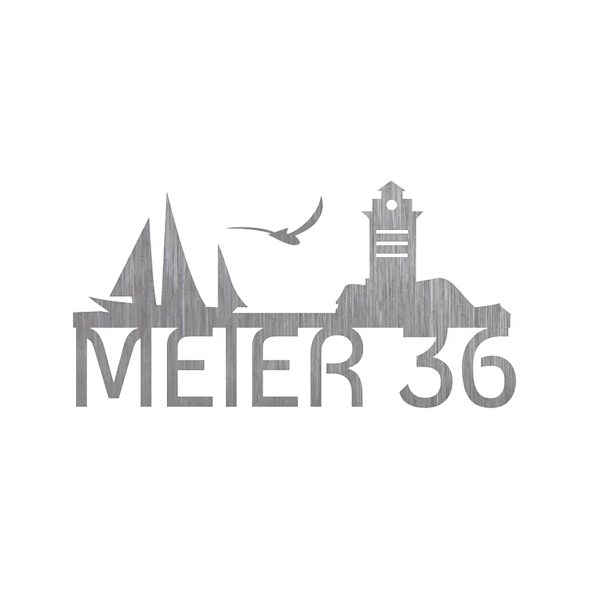 Exclusive Hausnummer - Design Leuchtturm und Segelboot