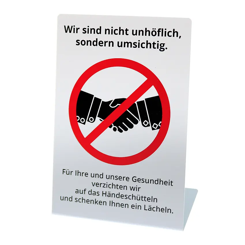 Proverdi GmbH Kein Händeschütteln! - Tisch-Aufsteller aus Aluminium