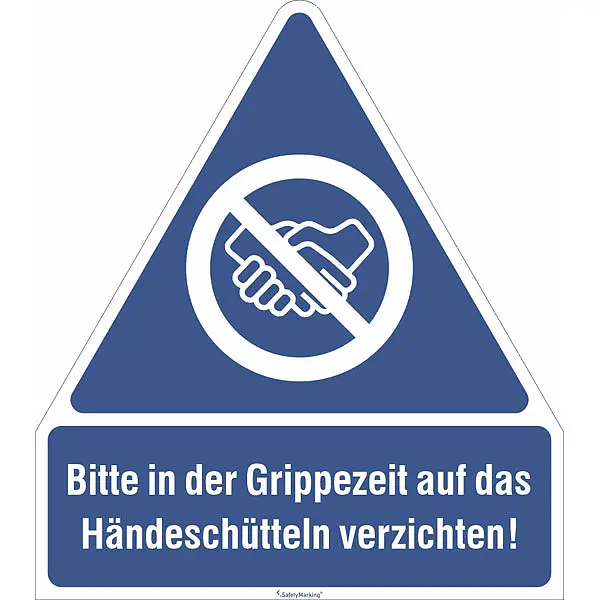 Wolk Gebots-Kombischild - Bitte in der Grippezeit auf das Händeschütteln verzichten! PVC-Folie