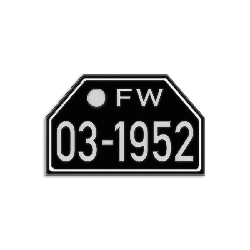 Motorrad Nummernschild Besatzungszeit FW 1948 - 56 Replika - Französische Besatzungszone 190 x 120 mm