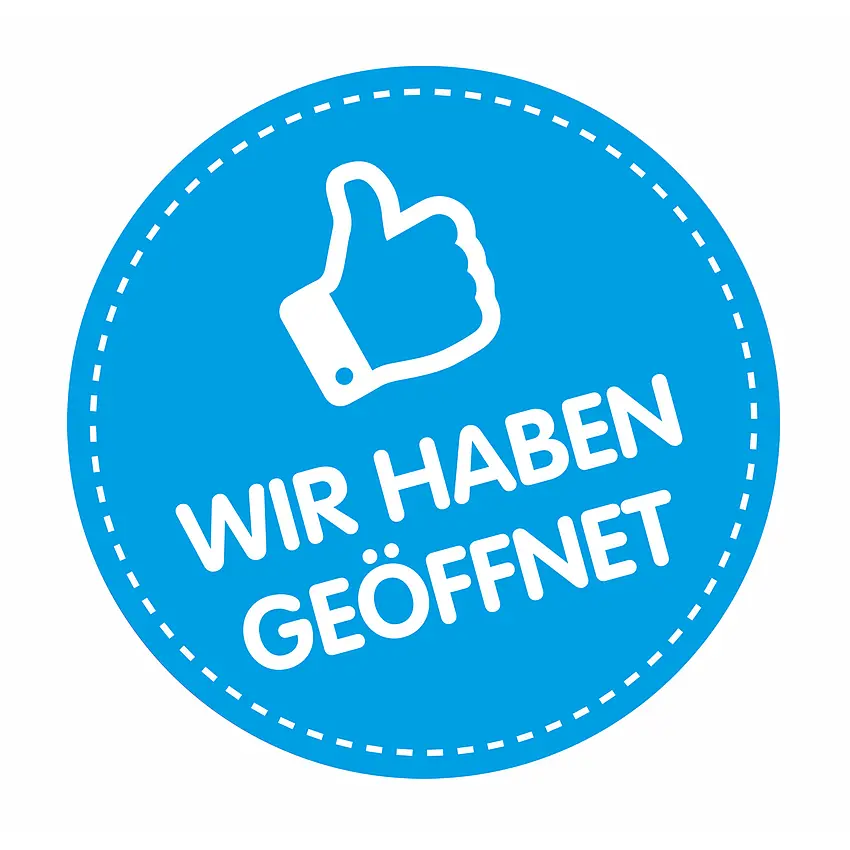 Schaufensteraufkleber - Wir haben geöffnet