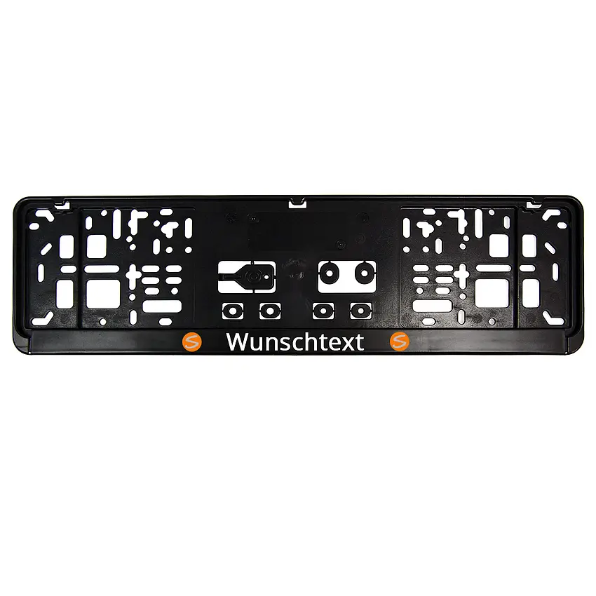 Kennzeichenhalter mit Wunschtext und Logo - Größe: 46 cm - pro Stück
