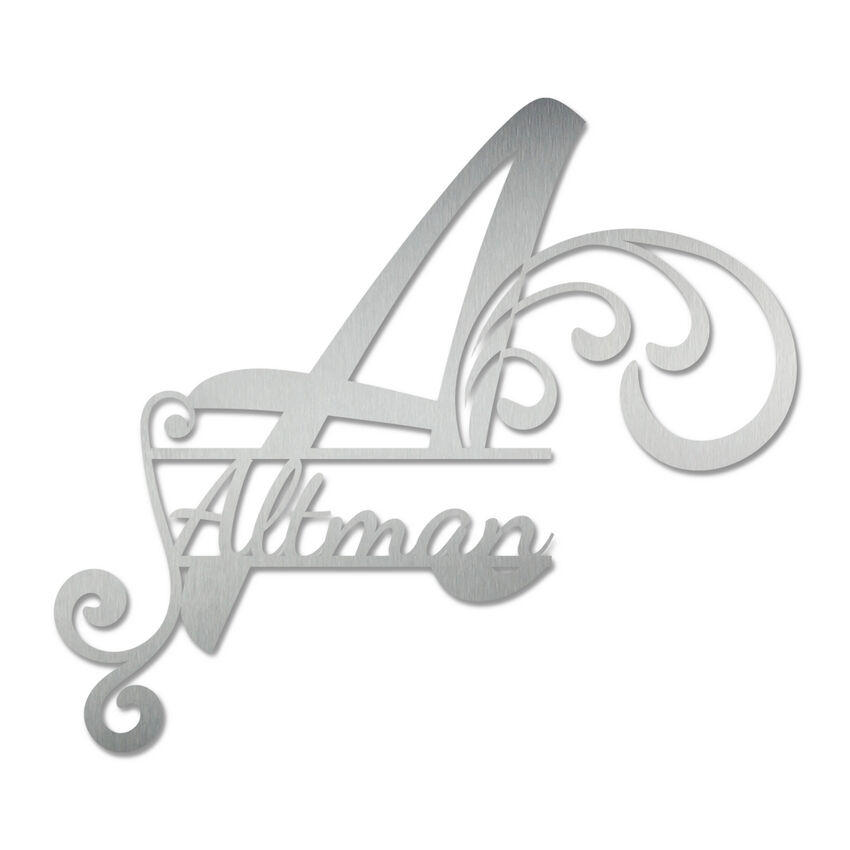 Monogramm aus Edelstahl mit Familienname | A
