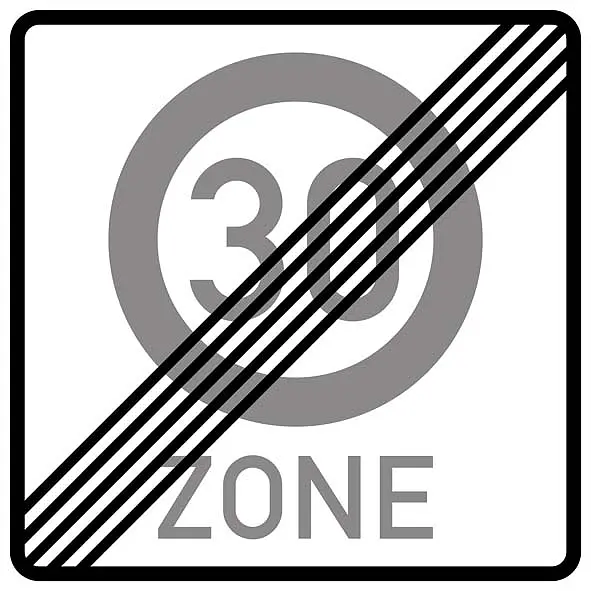 Verkehrsschild - Ende einer Tempo 30-Zone