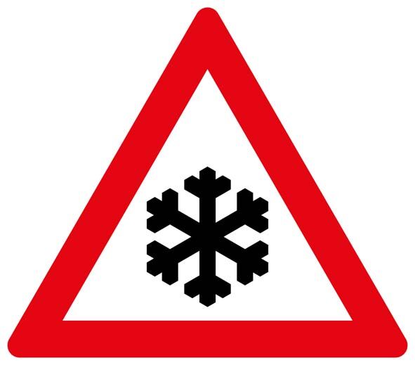 Verkehrszeichen StVO - Dreieckiges Verkehrsschild Schnee- oder Eisglätte