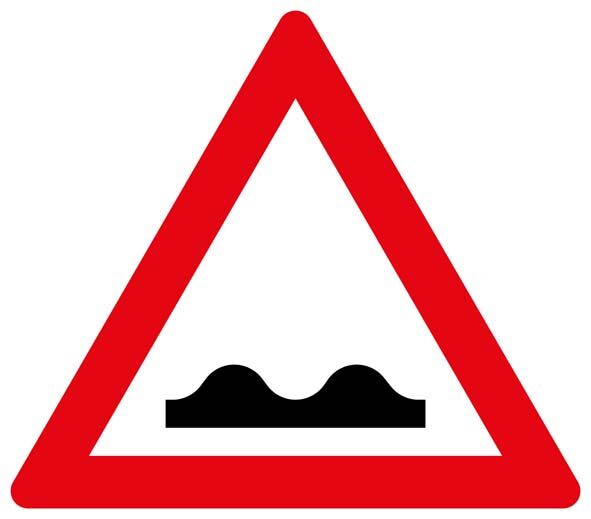 Verkehrszeichen StVO - Dreieckiges Verkehrsschild unebene Fahrbahn