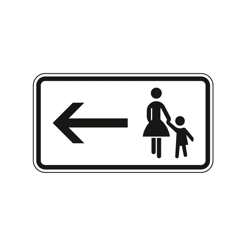 Verkehrszeichen Zusatzschild StVO - Gehweg gegenüber benutzen - linksweisend
