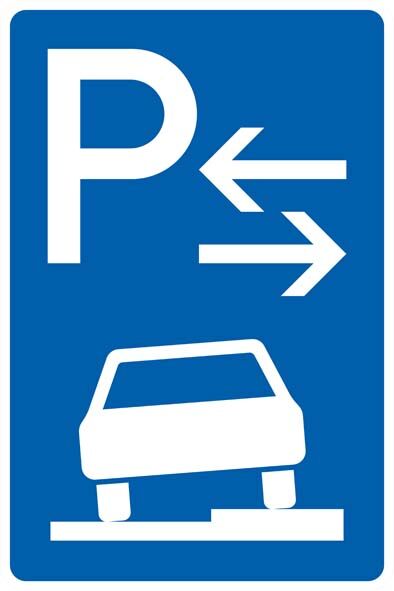Verkehrszeichen - Parken auf Gehwegen halb in Fahrtrichtung rechts Mitte
