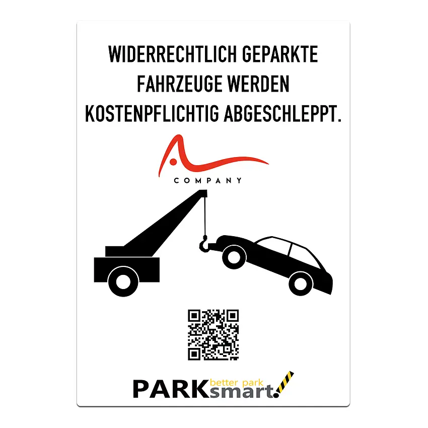 Proverdi GmbH Parkverbotsschild PARKsmart A4 Abschleppwagen