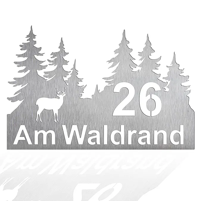Edelstahlschild mit Wunschtext 50 x 33 cm Design Waldrand
