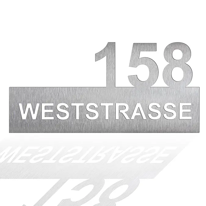 Edelstahlschild mit Wunschtext 50 x 23,8 cm Design Weststraße