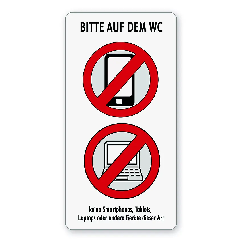 Hinweisschild Handyverbot/Smartphoneverbot/Computerverbot 15 x 30 cm