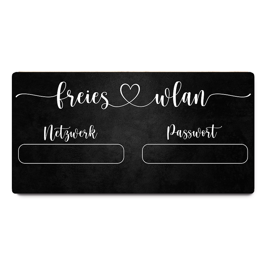 Kreideschild für WLAN-Zugangsdaten 20 x 10 cm oder 30 x 15 cm