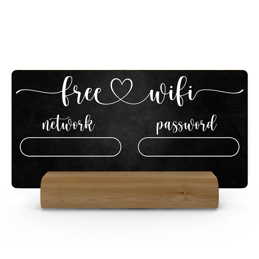Kreideschild für Wifi-Zugangsdaten 20 x 10 cm oder 30 x 15 cm