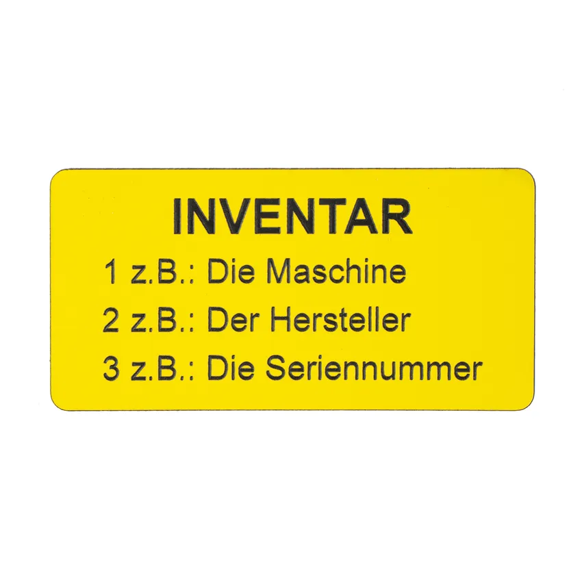 Schilder für Maschinen aus 2-schichtigem Acryl 10 x 5 cm | Inventarschild
