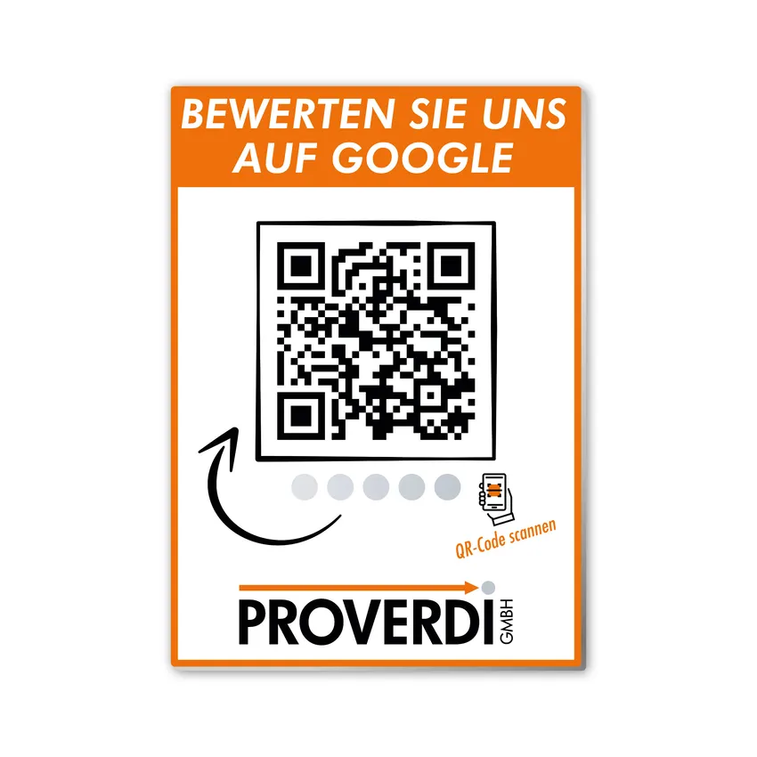 Firmenbewertungsschild mit QR-Code
