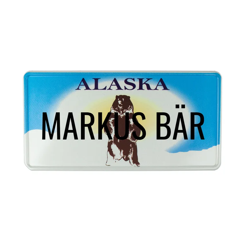 Alaska - Plate mit Wunschtext in Folienschrift
