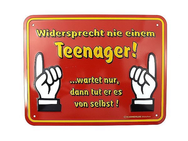 Funschild -Widersprecht nie einem Teenager-