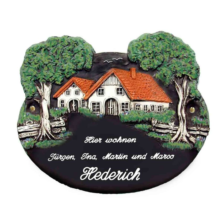 Keramik - Trschild Klassik Art in dunkler Naturfrbung