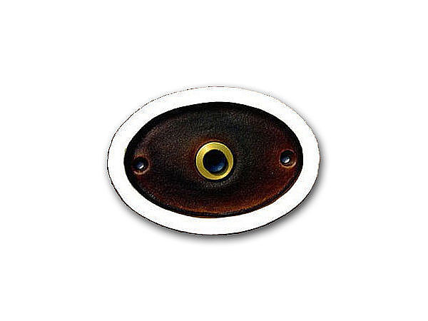 Ovale Keramik - Klingelplatte mit Knopf Klassik Art in dunkler Naturfärbung