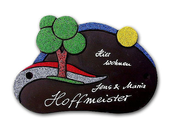 Keramik - Türschild Grafic Design in Naturfarben