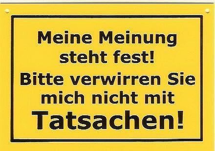 Schild als Postkarte: Meine Meinung steht fest