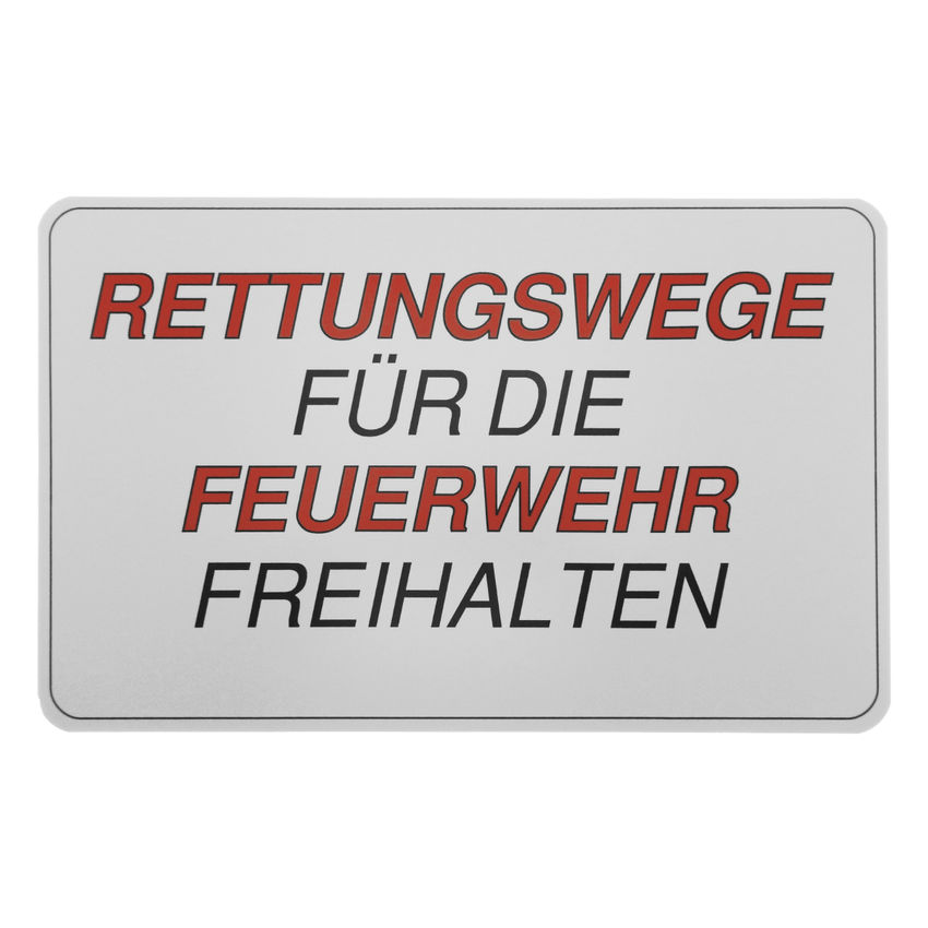PVC - Schild: Rettungswege fr die Feuerwehr freihalten