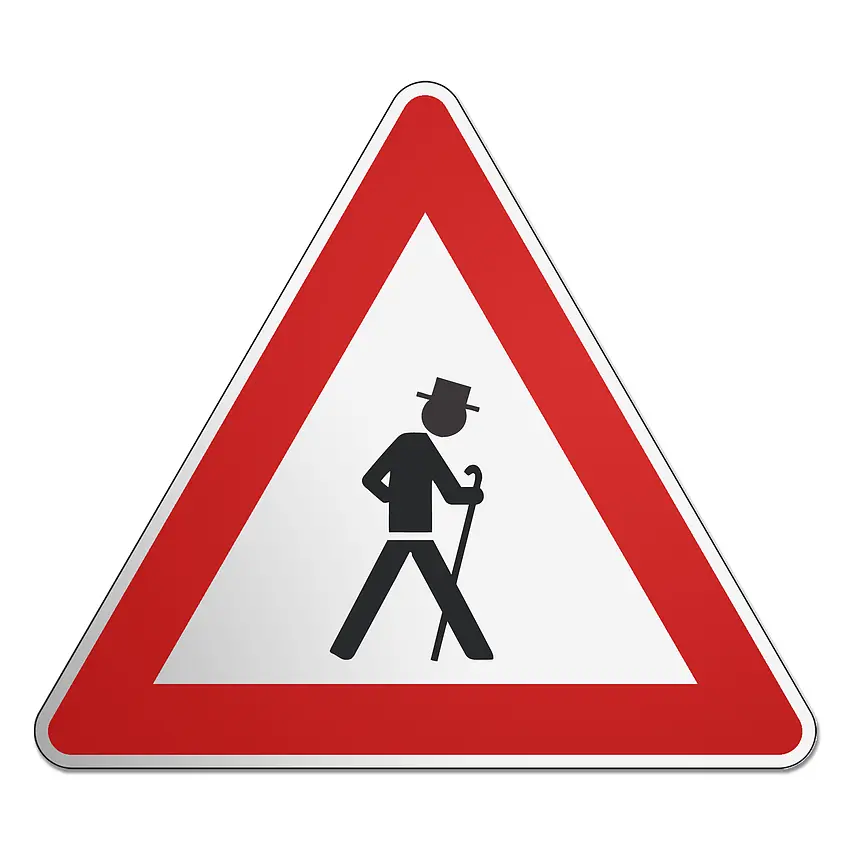 Dreieckiges Verkehrsschild mit altem Mann