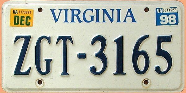 US-Nummernschild Virginia - original