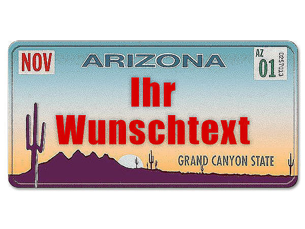 Arizona USA Nummernschild mit Wunschtext bedruckt