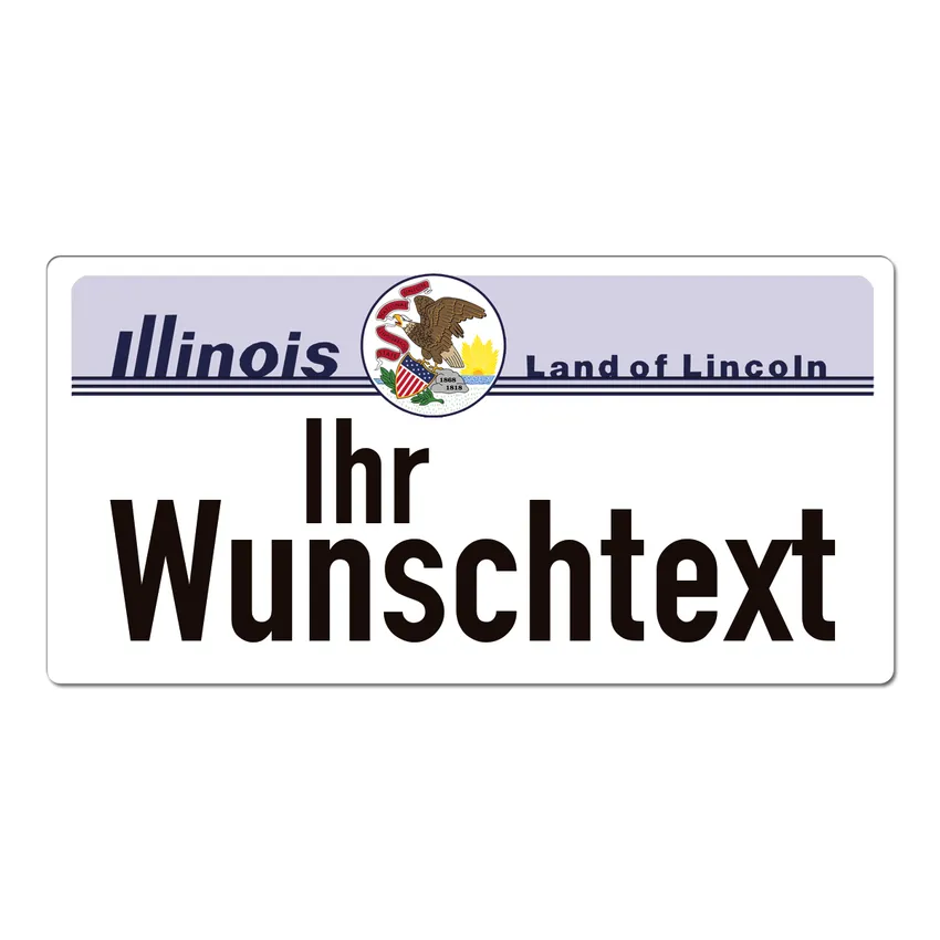 Illinois USA-Nummernschild mit Wunschtext bedruckt 30 x 15 cm